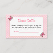 Schattigee Cat Pink Butterfly Stippen Luier Raffle Informatiekaartje (Voorkant)