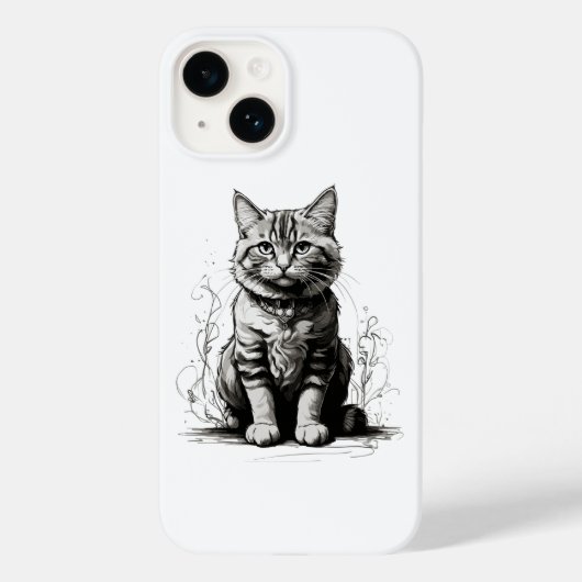 Schattigee Cat potlood schets Case-Mate iPhone Case (Achterkant)