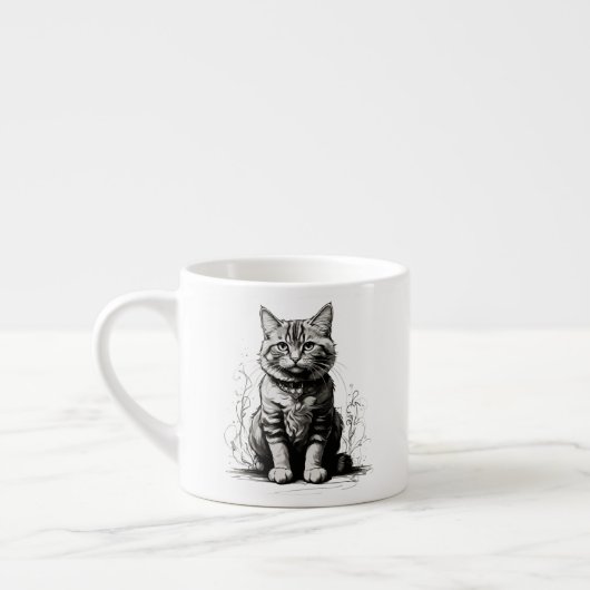 Schattigee Cat potlood schets Espresso Kop (Links)