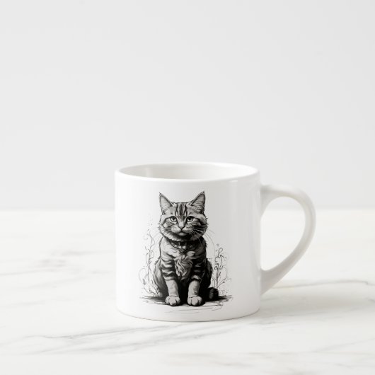 Schattigee Cat potlood schets Espresso Kop (Rechts)