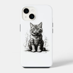 Schattigee Cat potlood schets iPhone 14 Hoesje