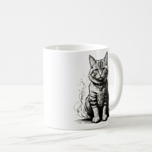 Schattigee Cat potlood schets Koffiemok (Voorkant rechts)