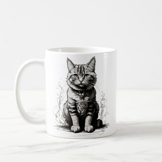 Schattigee Cat potlood schets Koffiemok (Links)