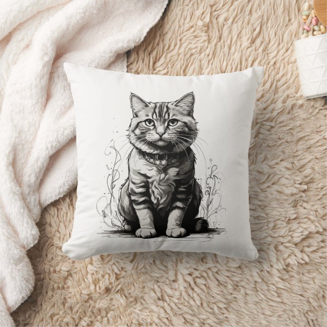 Schattigee Cat potlood schets Kussen (Deken)