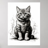 Schattigee Cat potlood schets Poster (Voorkant)