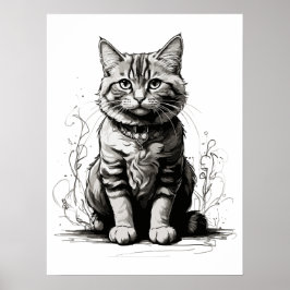 Schattigee Cat potlood schets Poster
