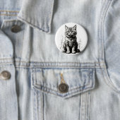 Schattigee Cat potlood schets Ronde Button 5,7 Cm (In situ)