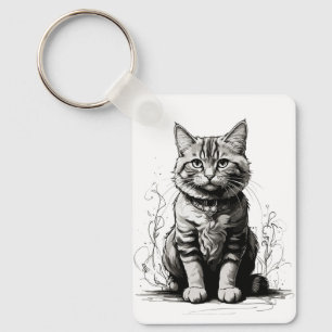 Schattigee Cat potlood schets Sleutelhanger
