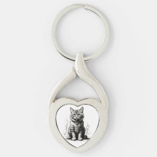 Schattigee Cat potlood schets Sleutelhanger
