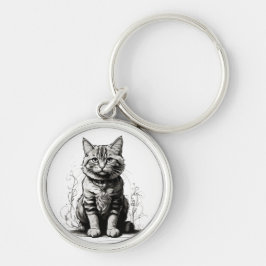 Schattigee Cat potlood schets Sleutelhanger