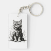 Schattigee Cat potlood schets Sleutelhanger (achterkant)