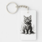 Schattigee Cat potlood schets Sleutelhanger (Voorkant)