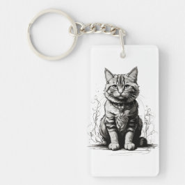 Schattigee Cat potlood schets Sleutelhanger