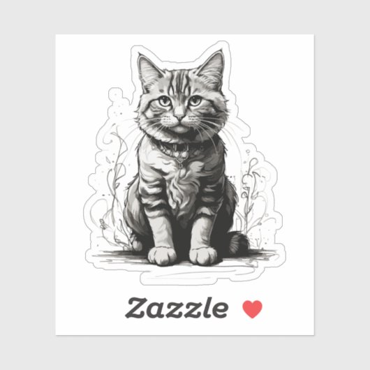 Schattigee Cat potlood schets Sticker (Vel)