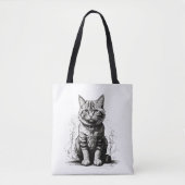 Schattigee Cat potlood schets Tote Bag (Voorkant)