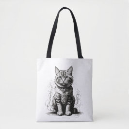 Schattigee Cat potlood schets Tote Bag