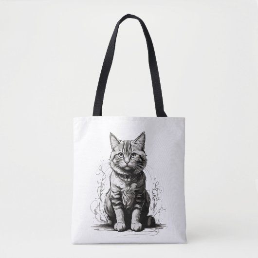 Schattigee Cat potlood schets Tote Bag (Voorkant)