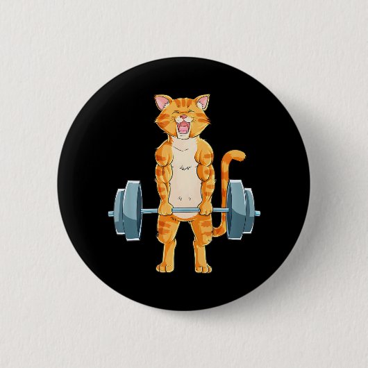 Schattigee Cat Powerlifting Gewichtheffen Deadlift Ronde Button 5,7 Cm (Voorkant)