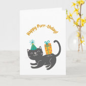 Schattigee Cat Pun Grappige Verjaardag Kaart (Gele Bloem)