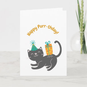 Schattigee Cat Pun Grappige Verjaardag Kaart