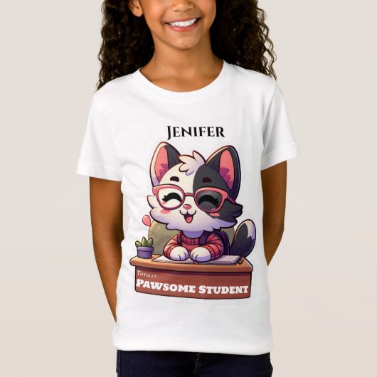 Schattigee Cat Pun Terug naar school T-shirt (Voorkant)