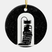 Schattigee Cat Reading Shakespeare speelt Keramisch Ornament (Voorkant)