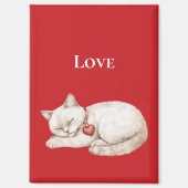 Schattigee Cat Red Heart Love Magneet (Voorkant)