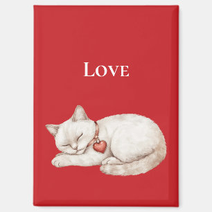 Schattigee Cat Red Heart Love Magneet