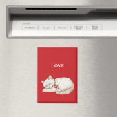 Schattigee Cat Red Heart Love Magneet (Insitu (Vaatwasser))