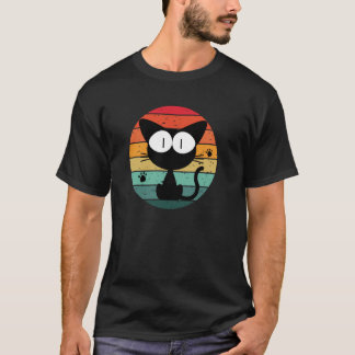 Schattigee Cat Retro Sunset ontwerp Verjaardag Fun T-shirt