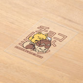 Schattigee Cat Riding Chocolademelk Karton Kawaii  Acryl Uitnodigingen (Laagn)