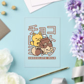 Schattigee Cat Riding Chocolademelk Karton Kawaii Acryl Uitnodigingen (Insitu (Huwelijk))