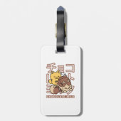 Schattigee Cat Riding Chocolademelk Karton Kawaii Bagagelabel (Achterkant verticaal)