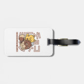 Schattigee Cat Riding Chocolademelk Karton Kawaii Bagagelabel (Achterkant horizontaal)