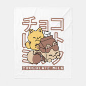 Schattigee Cat Riding Chocolademelk Karton Kawaii  Fleece Deken (Voorkant)