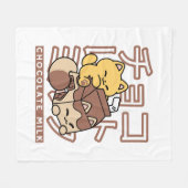 Schattigee Cat Riding Chocolademelk Karton Kawaii  Fleece Deken (Voorkant (Horizontaal))
