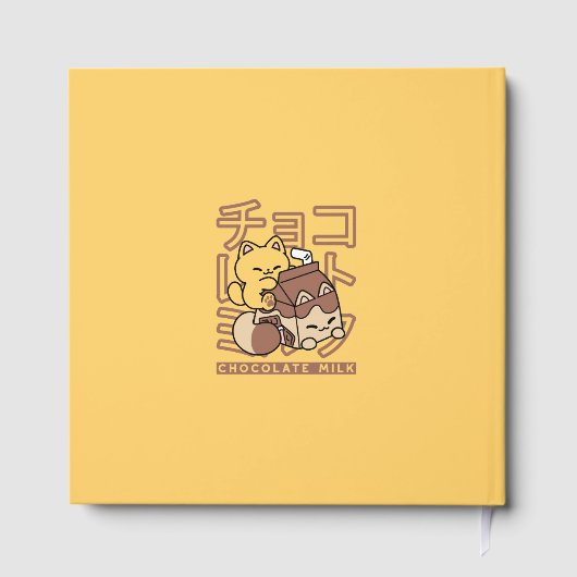 Schattigee Cat Riding Chocolademelk Karton Kawaii  Gastenboek (Achterkant)