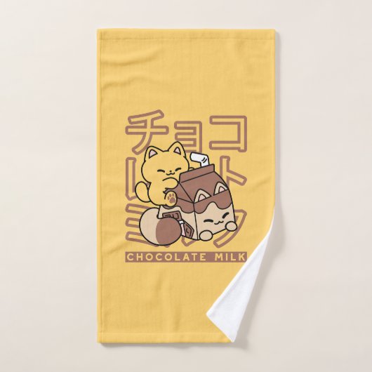 Schattigee Cat Riding Chocolademelk Karton Kawaii Handdoek (Handdoek)