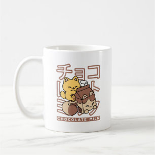 Schattigee Cat Riding Chocolademelk Karton Kawaii Koffiemok