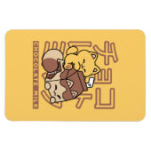 Schattigee Cat Riding Chocolademelk Karton Kawaii Magneet (Horizontaal)