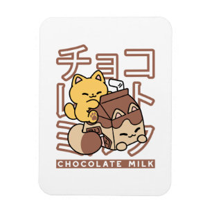 Schattigee Cat Riding Chocolademelk Karton Kawaii  Magneet