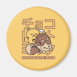 Schattigee Cat Riding Chocolademelk Karton Kawaii  Magneet