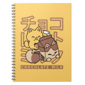 Schattigee Cat Riding Chocolademelk Karton Kawaii  Notitieboek (Voorkant)