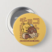 Schattigee Cat Riding Chocolademelk Karton Kawaii  Ronde Button 7,6 Cm (Voorkant /achterkant)