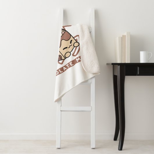 Schattigee Cat Riding Chocolademelk Karton Kawaii  Sherpa Deken (In situ)