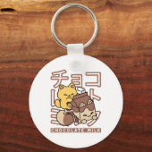 Schattigee Cat Riding Chocolademelk Karton Kawaii  Sleutelhanger (Achterkant)