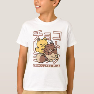 Schattigee Cat Riding Chocolademelk Karton Kawaii  T-shirt