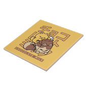 Schattigee Cat Riding Chocolademelk Karton Kawaii  Tegeltje (Zijkant)
