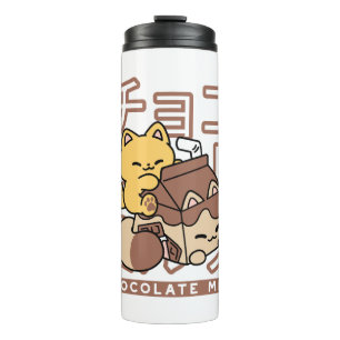 Schattigee Cat Riding Chocolademelk Karton Kawaii  Thermosbeker