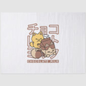 Schattigee Cat Riding Chocolademelk Karton Kawaii  Tissuepapier (Voorkant)